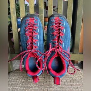 Keen Womens Jasper 1017364 Blue Red Lace Up Low Top Hiking Shoes Size 5.5